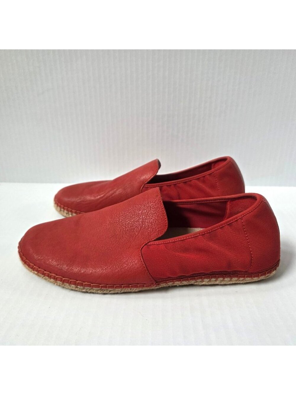 Eileen Fisher Shoes Womens 8.5 Red Leather Mesh Espadrille Loafers Casual Luxury